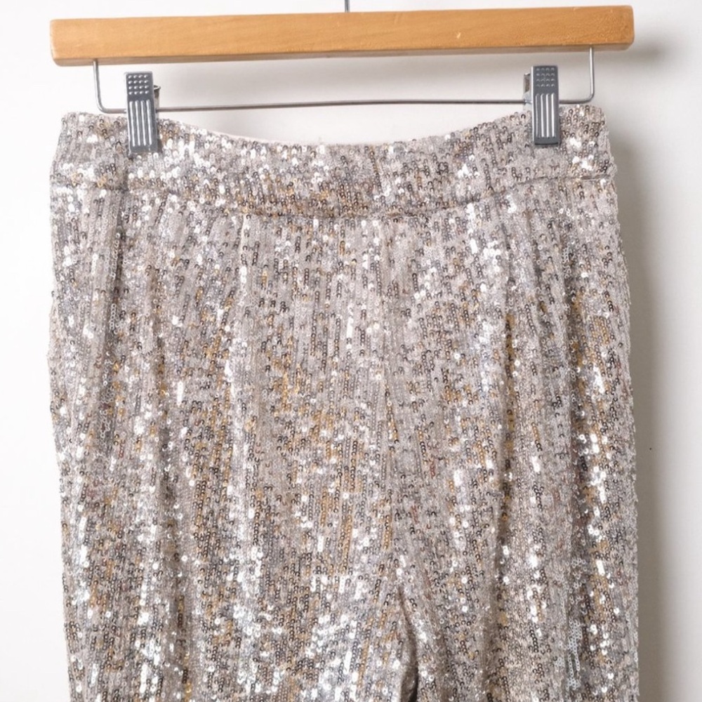 Express High Waisted Sequin Pleated Cropped Trouser Size Small - Picture 10 of 12